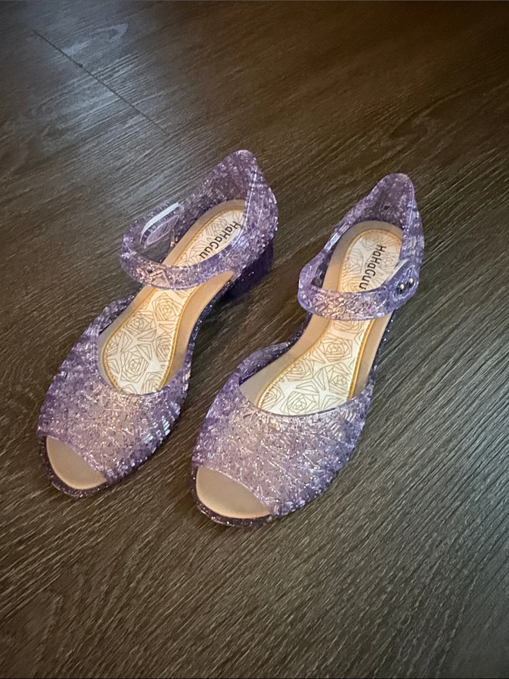 Kids' Purple Sparkle Ankle-Strap Sandals